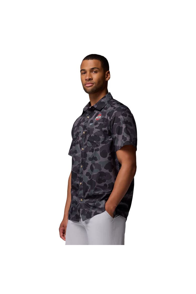 Men's Columbia Black Ohio State Buckeyes Super Slack Tide Omni-Wick Button-Up Shirt, Alternate, color, Black