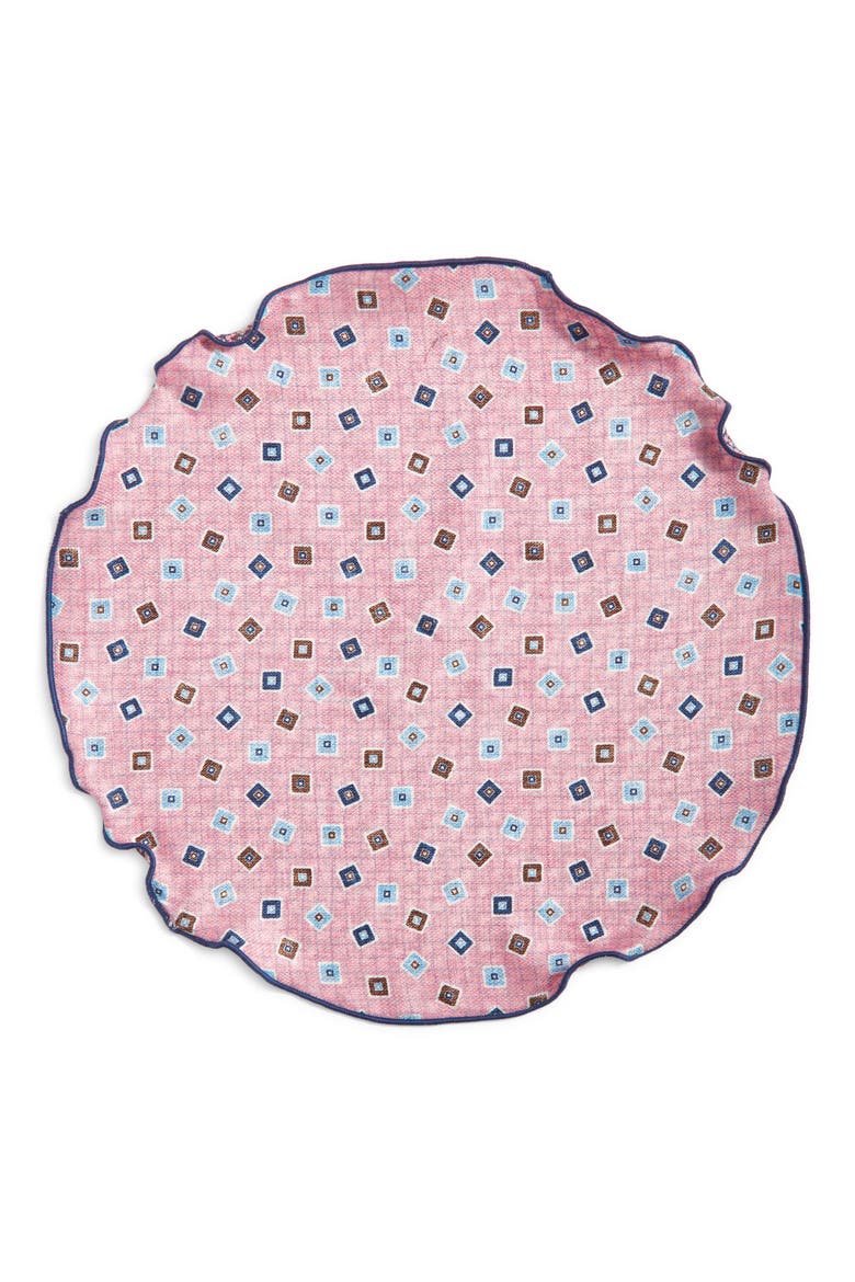 Neat & Floral Prints Reversible Silk Pocket Circle, Alternate, color, PINK