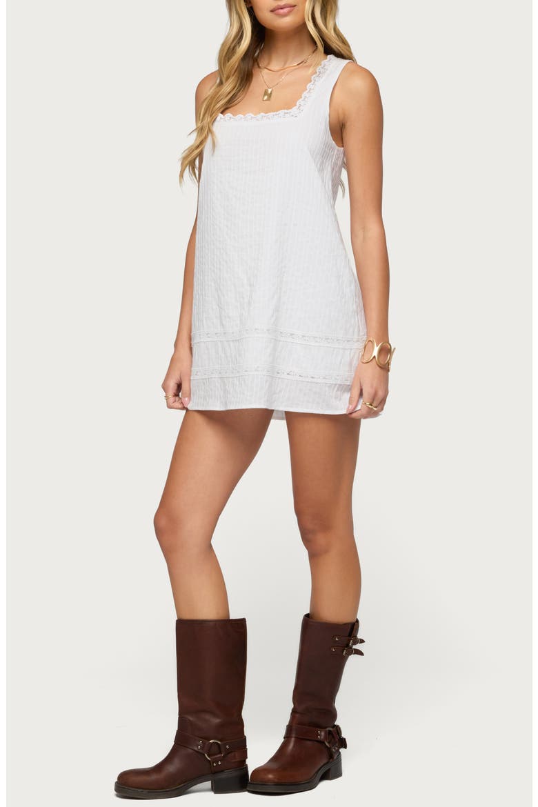 Doroh Lace Trim Minidress, Alternate, color, WHITE