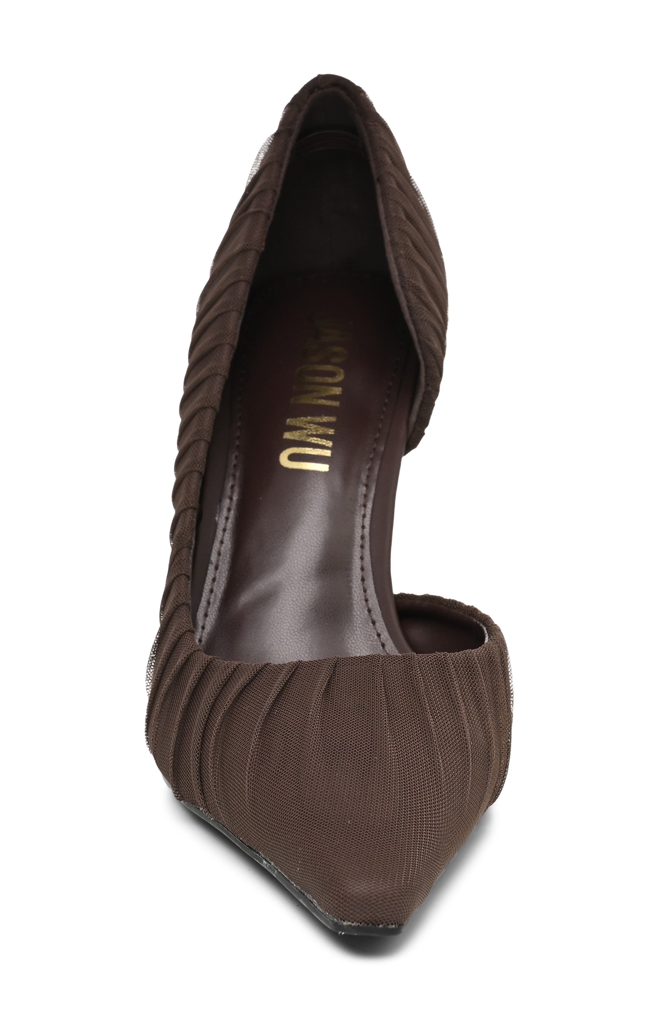 Pleated d'Orsay Pump, Alternate, color, CHOCOLATE