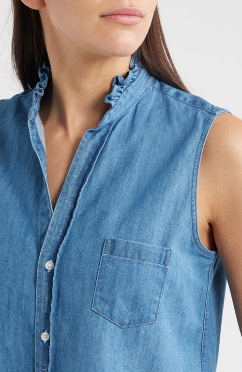 Frank & Eileen Distressed Sleeveless Cotton Button-up Shirt