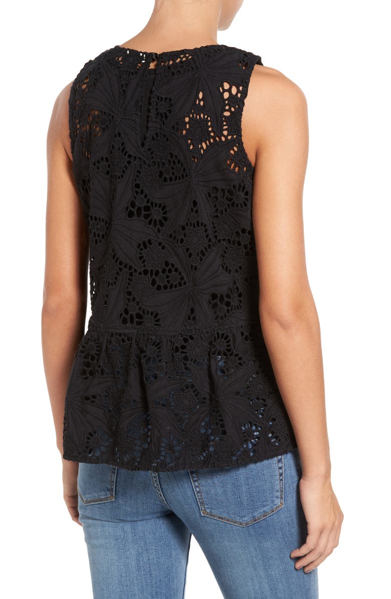 Halogen<sup>®</sup> Cotton Lace Ruffle Hem Tank, Alternate, color,