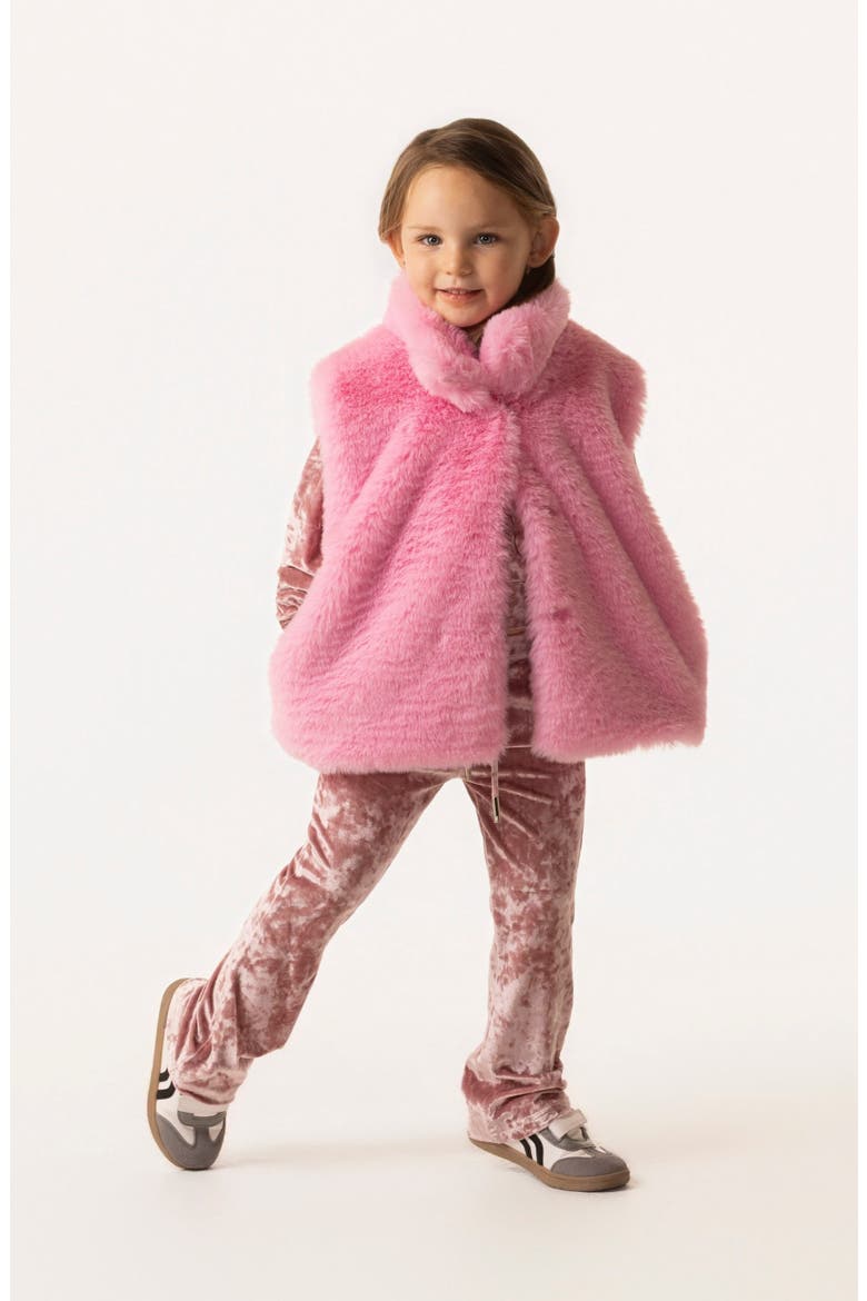 Kids' Stella Faux Fur Vest, Alternate, color, PINK