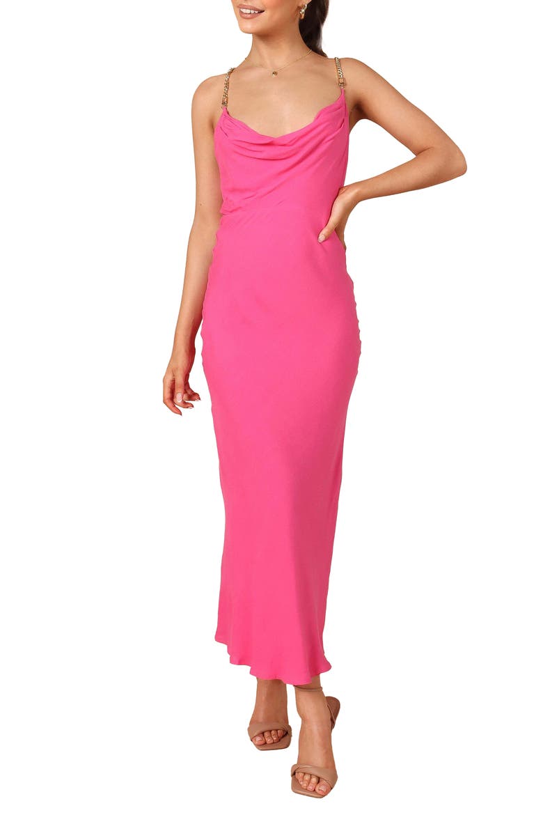 Khaleesi Open Back Cotton Blend Slip Midi Dress, Main, color, PINK