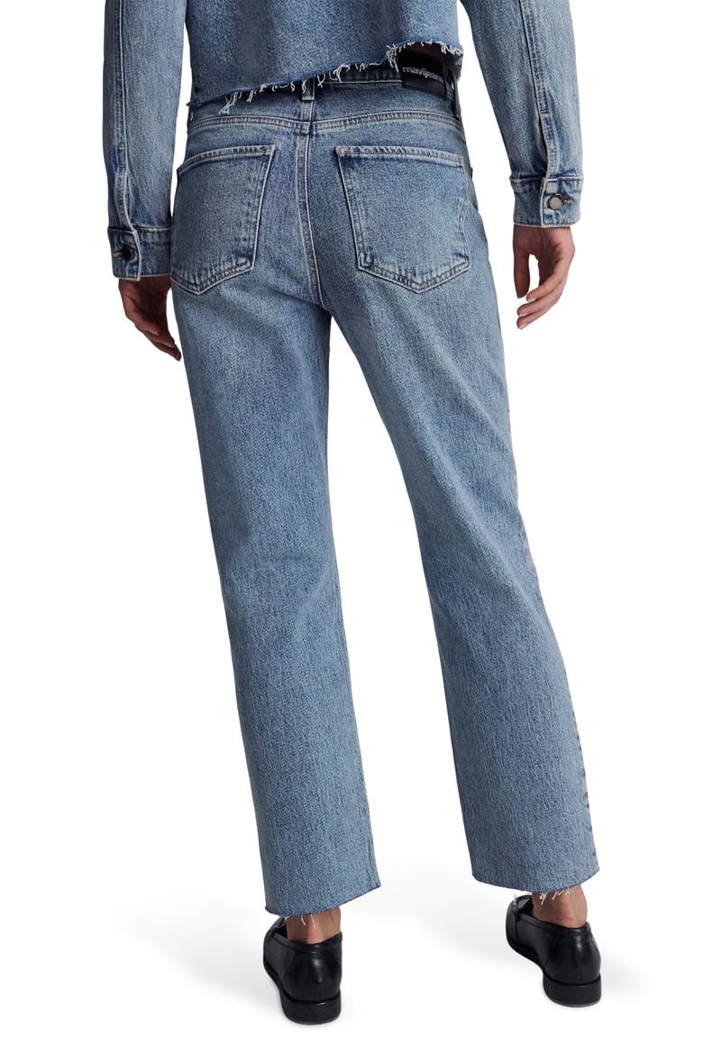 New York Rhinestone Chew Hem Ankle Straight Leg Jeans, Alternate, color, SHINY MID DENIM