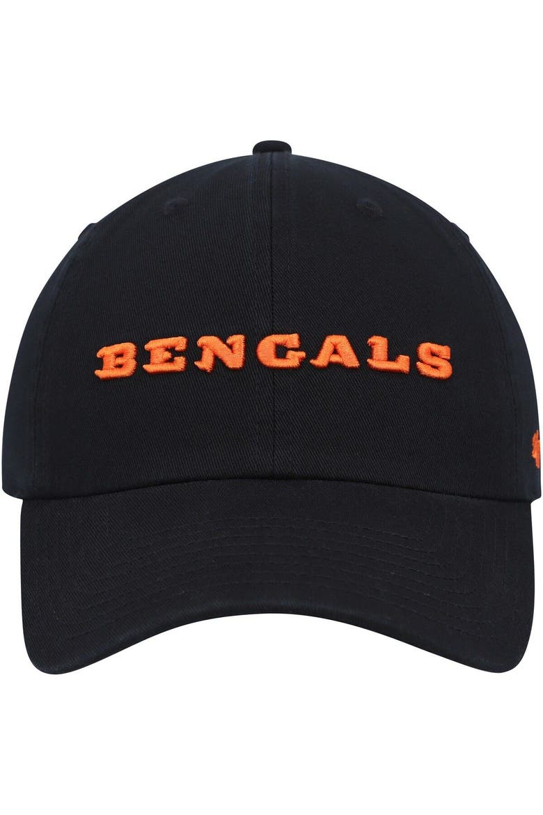 Men's '47 Black Cincinnati Bengals Clean Up Script Adjustable Hat, Alternate, color, Black