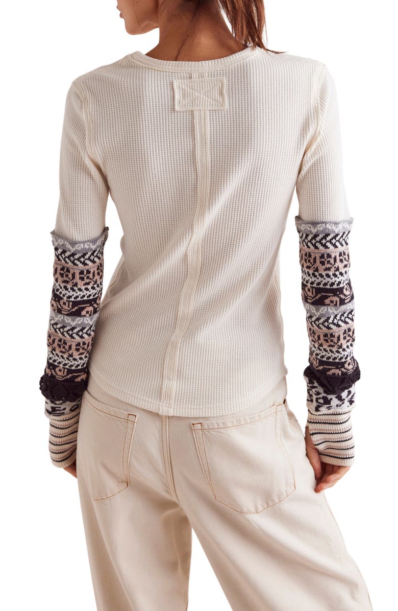 Free People All In Cuff Knit Top, Alternate, color, Ivory Combo