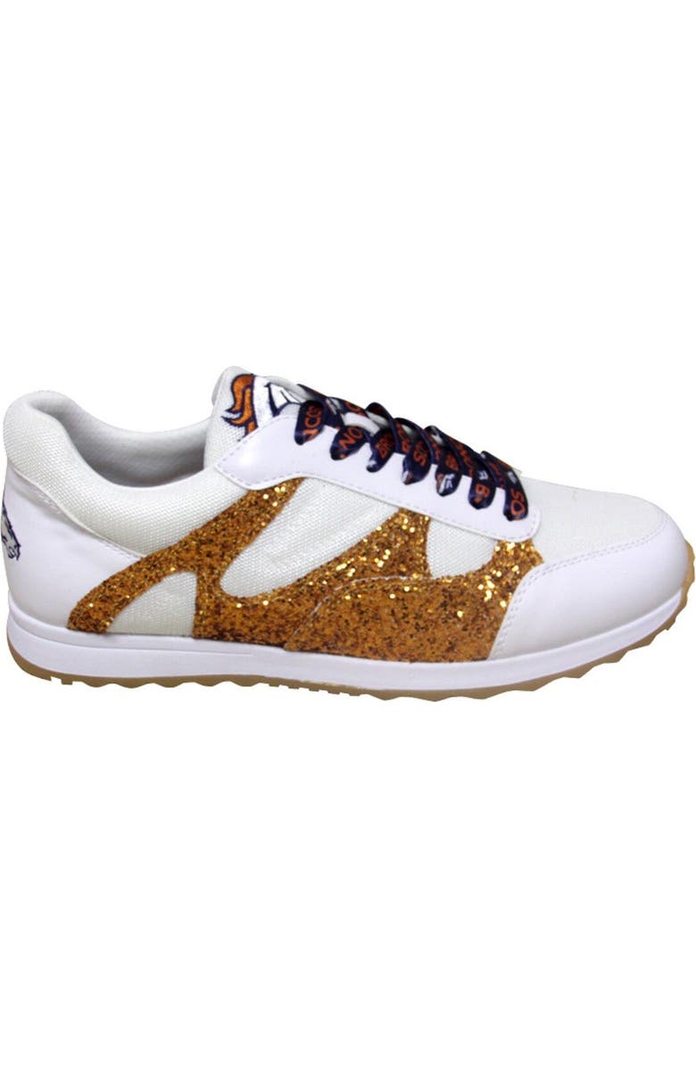 CUCE Women's Cuce White Denver Broncos Glitter Sneakers, Alternate, color,