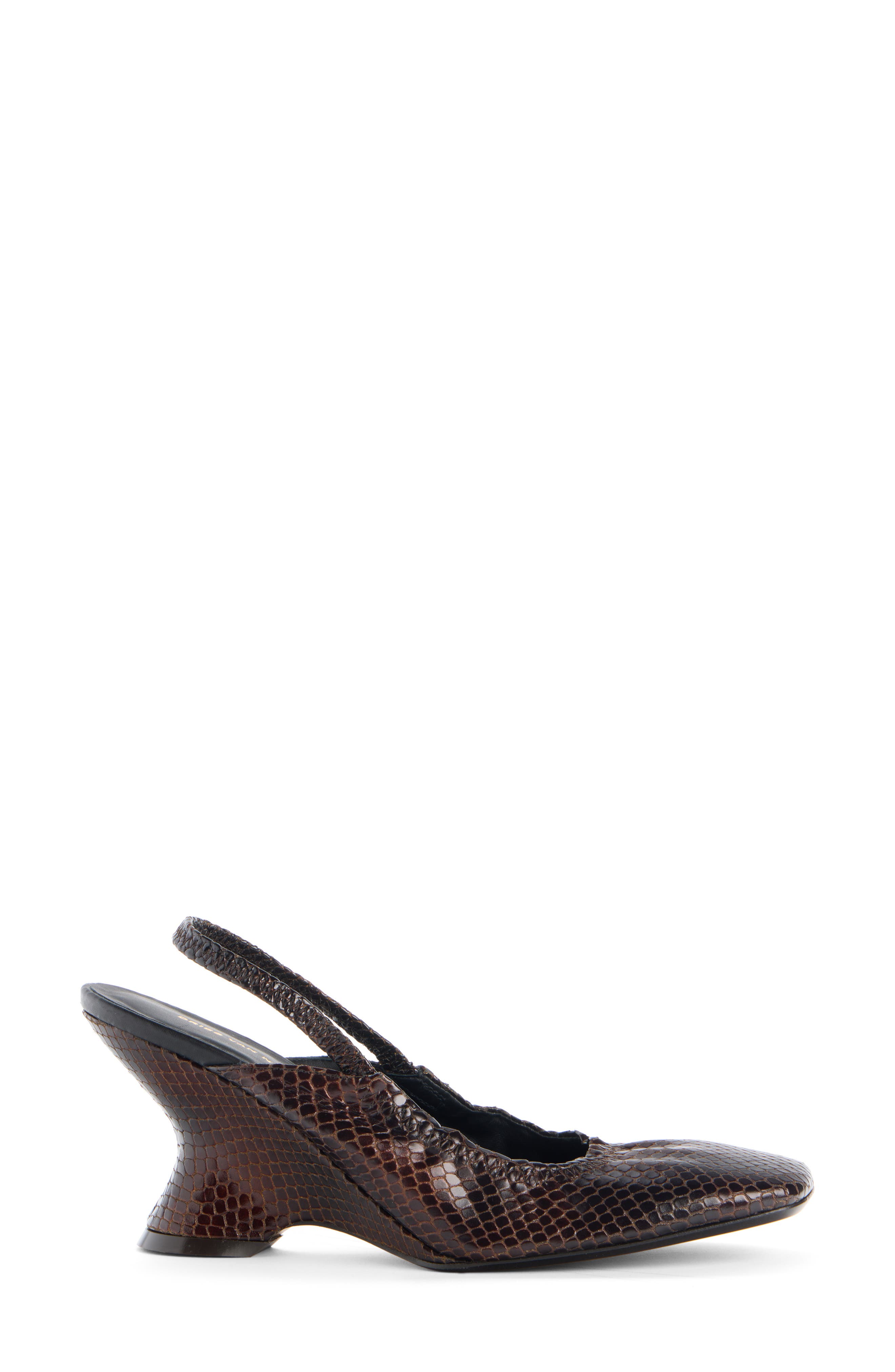 Dries Van Noten Dented Wedge Slingback Pump, Alternate, color, Dark Brown 704