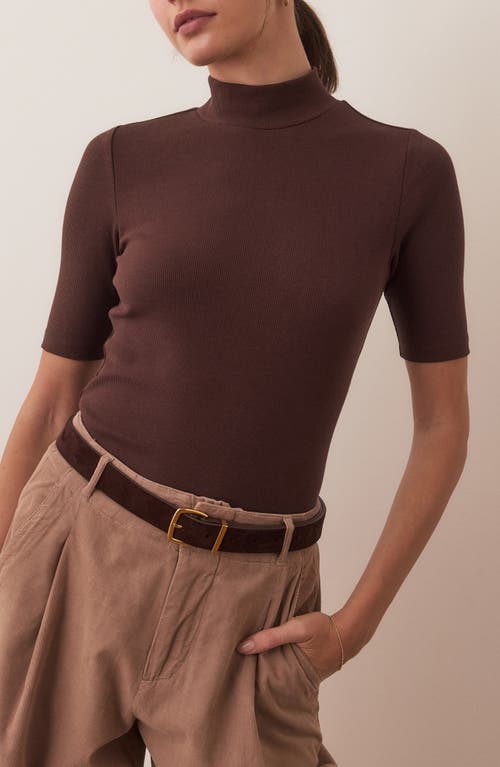 Marine Layer Lexi Mock Neck Rib Top in Cappuccino 