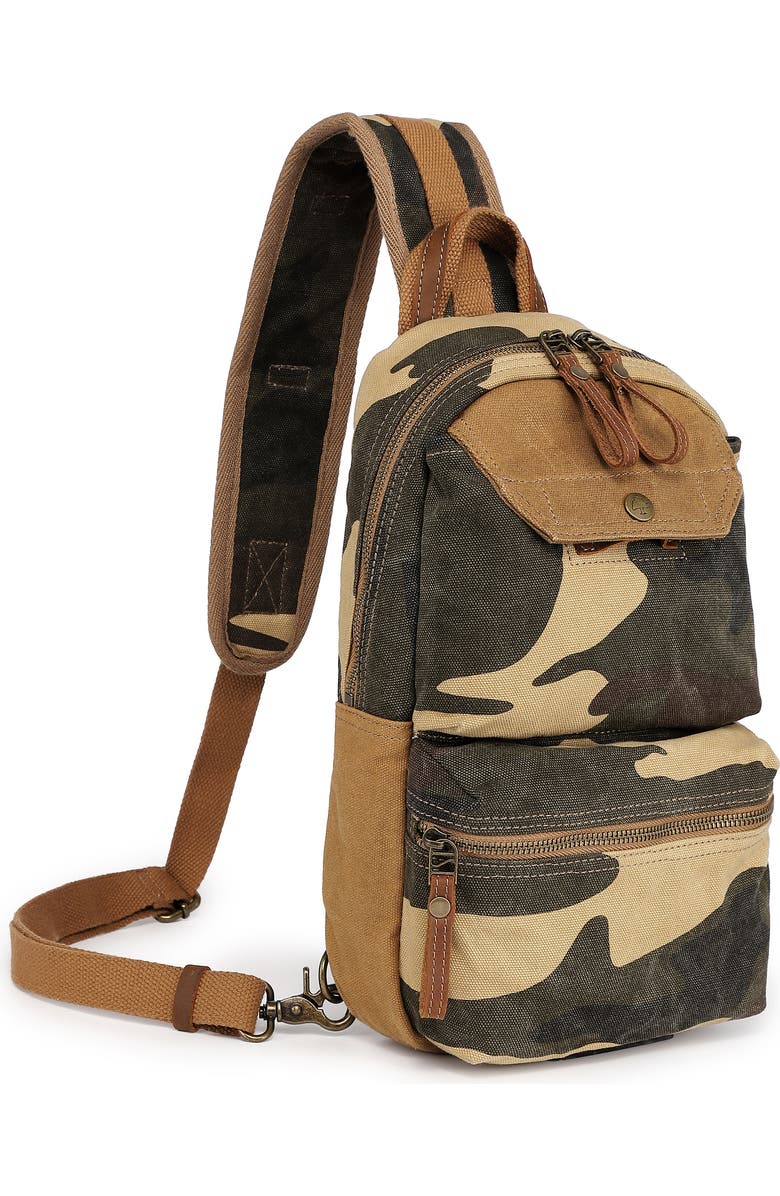TSD Brand Mountain Leaf Rugged Trail Ready Sling Bag, Main, color, Khaki Camo