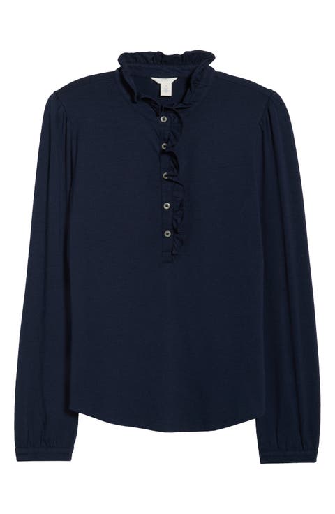 Ruffle Detail Henley Shirt