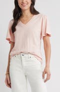 Caslon® Bell Sleeve V-Neck T-Shirt