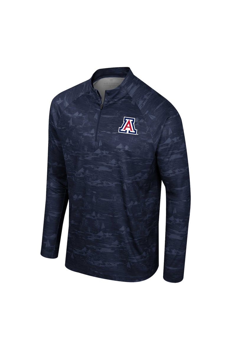 COLOSSEUM Men's Colosseum Navy Arizona Wildcats Carson Raglan Quarter-Zip Jacket, Alternate, color, 