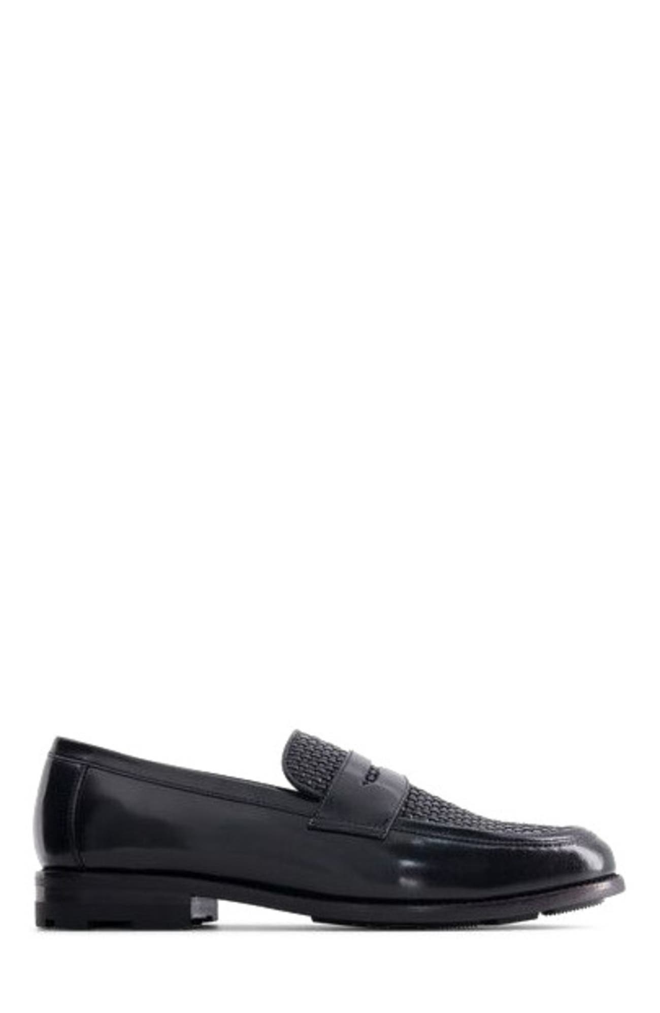 Anthony Veer Mercer Penny Loafer, Main, color, Obsidian Black Leather & Mesh