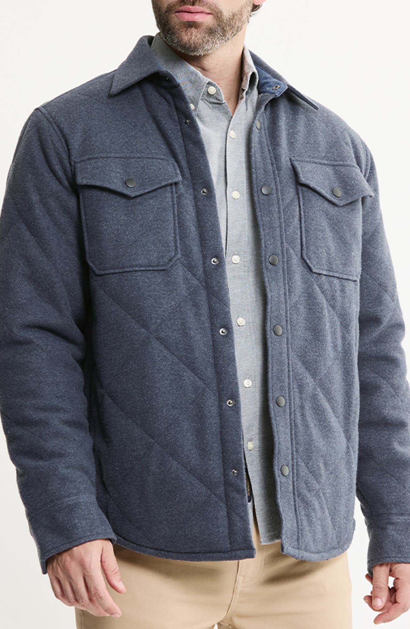 Quilted Brushed Knit Shirt Jacket