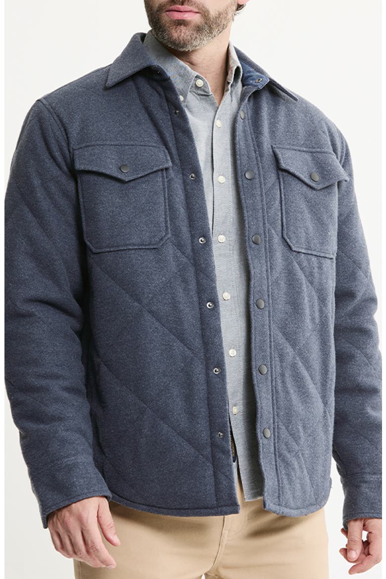 Quilted Brushed Knit Shirt Jacket, Main, color, NAVY