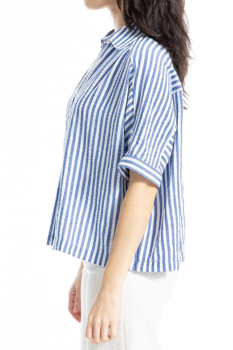 Textured Stripe Camp Shirt, Alternate, color, BLUE/ WHITE STRIPE