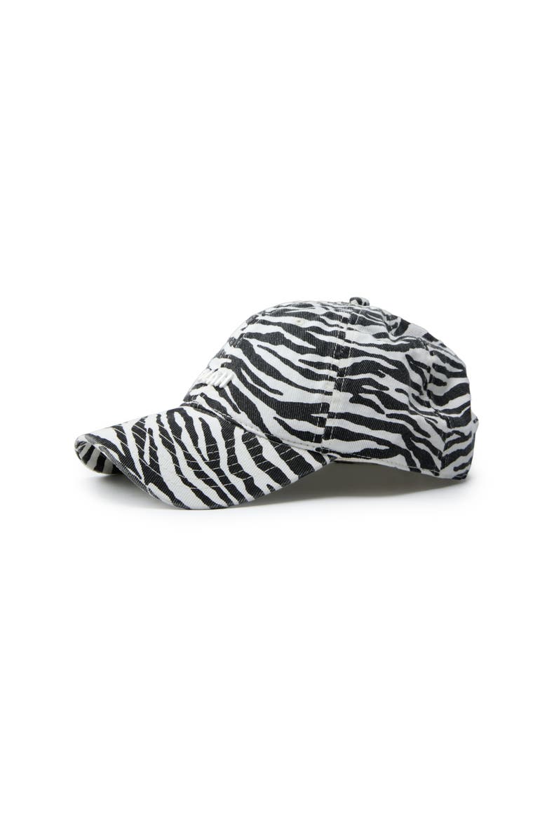 Zebra Print Baseball Cap, Alternate, color, Black and White