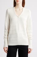 NIC+ZOE Textured Cotton & Cashmere Blend V-Neck Sweater
