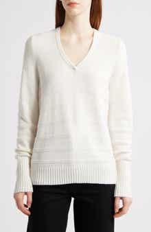NIC+ZOE Textured Cotton & Cashmere Blend V-Neck Sweater