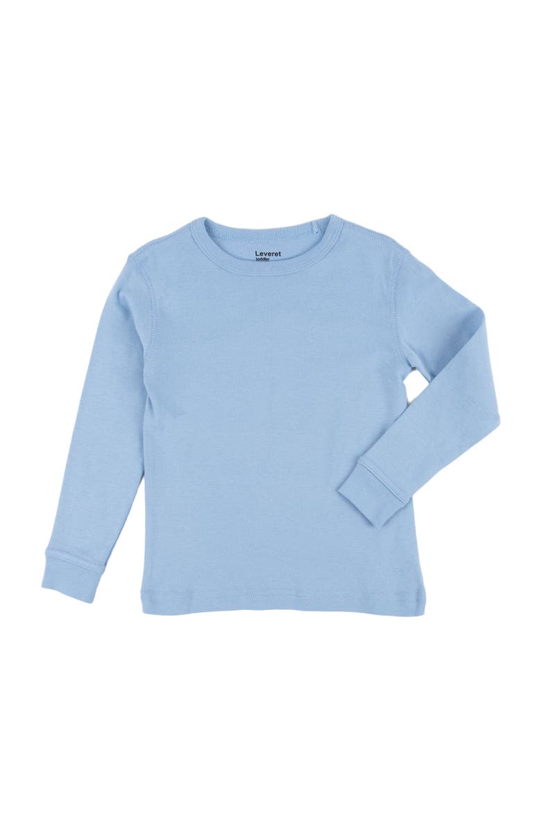 Leveret Kids Long Sleeve T-Shirt, 100% Cotton, Solid Colors, Alternate, color, Light Blue
