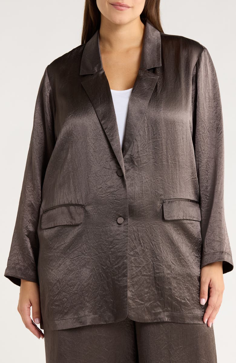 Eileen Fisher Crinkled Satin Blazer, Alternate, color, Rye