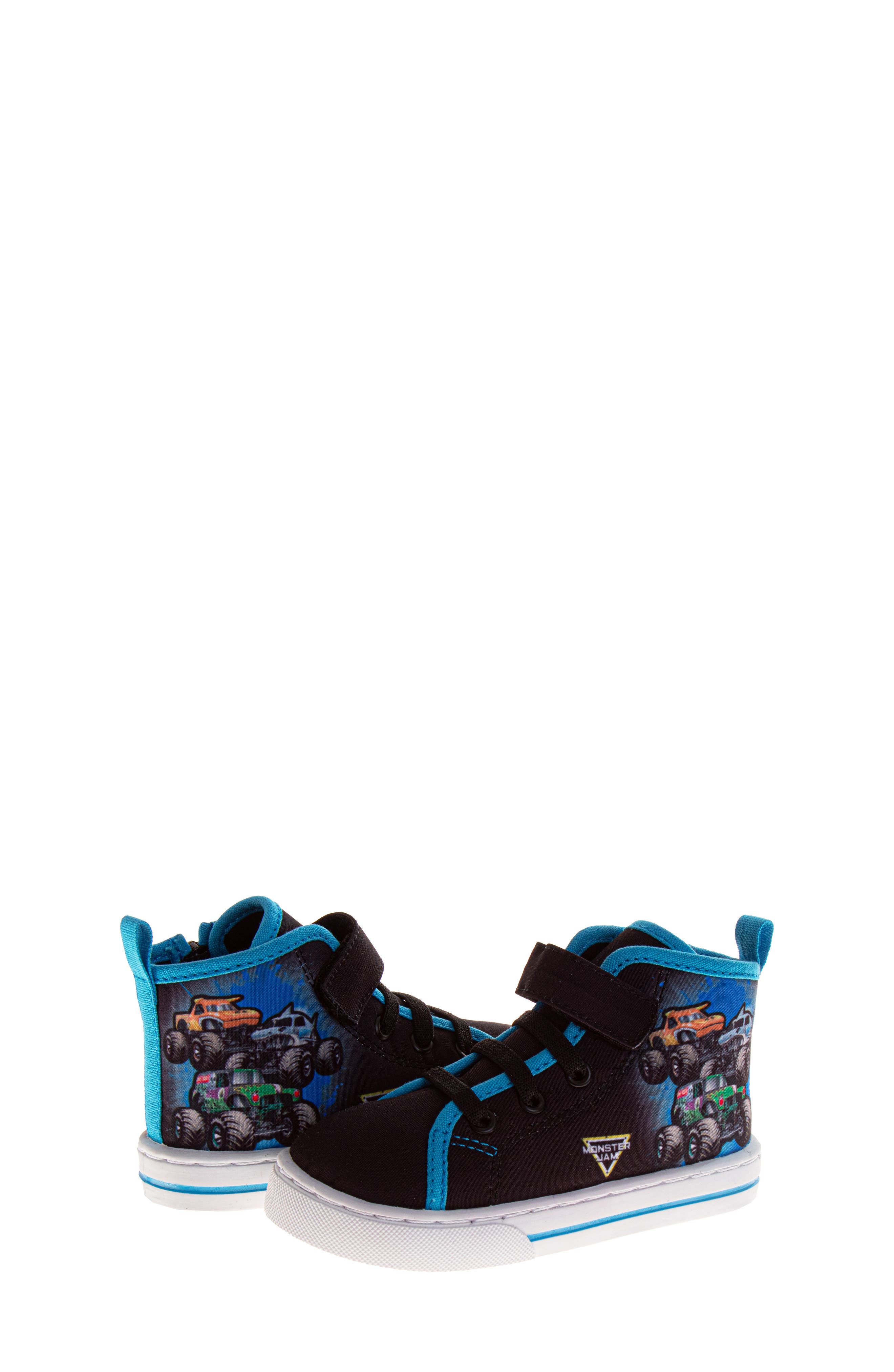 JOSMO Kids' Monster Jam High Top Sneaker, Alternate, color, Black/Blue