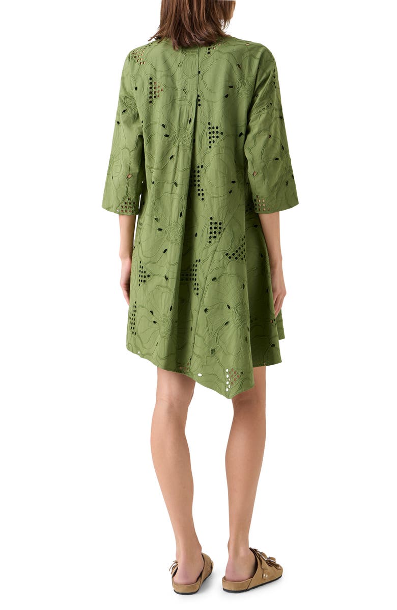 Akris punto Flower Eyelet Cotton Poplin Shift Dress, Alternate, color, Green Tea