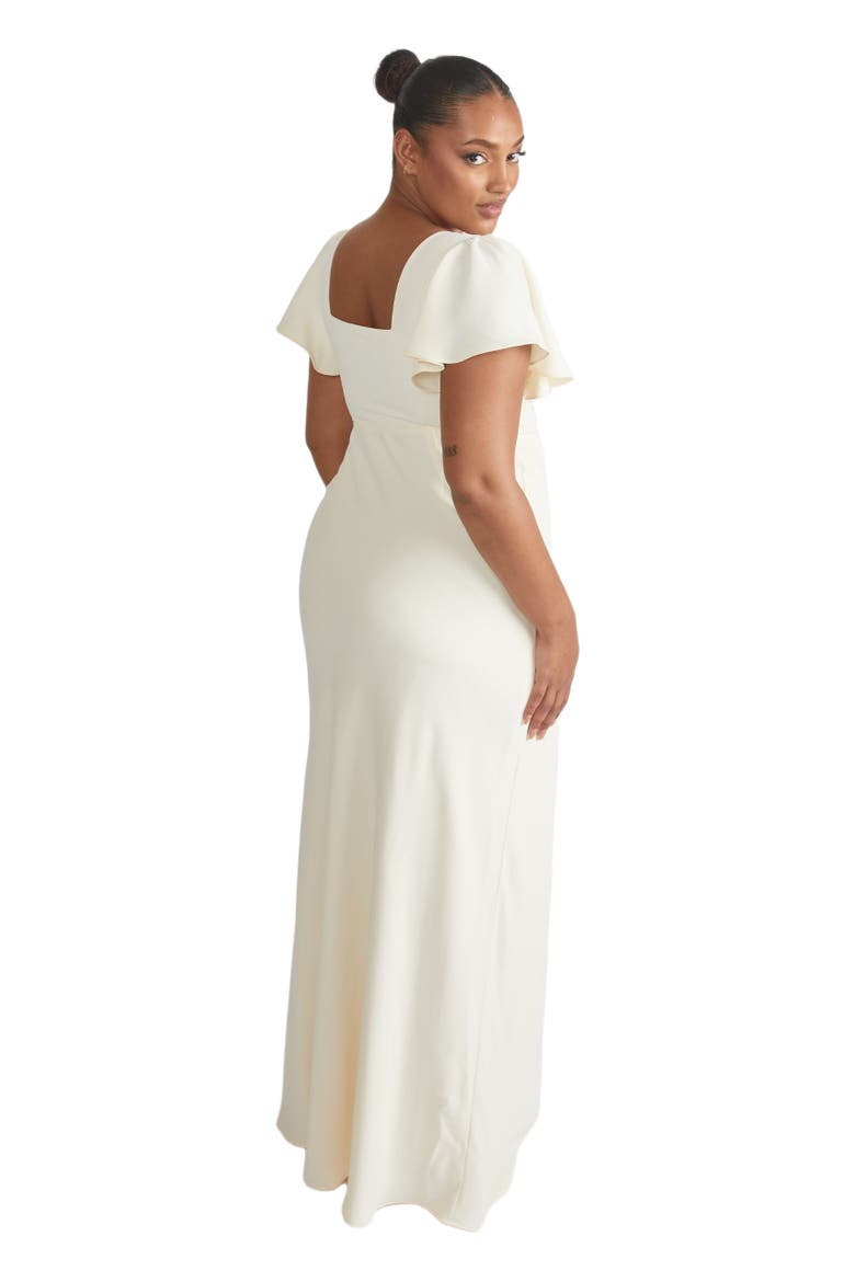 Square Neck Crepe Bridesmaid Dress, Alternate, color, Almond