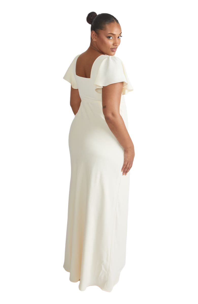 Six Stories Square Neck Crepe Bridesmaid Dress, Alternate, color, Almond