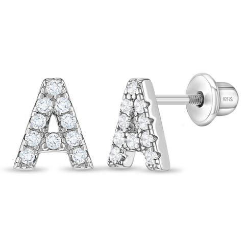 Cubic Zirconia Letter Initial Earrings