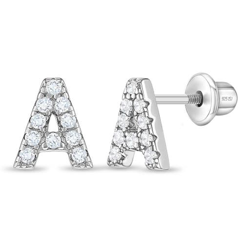 In Season Jewelry Cubic Zirconia Letter Initial Earrings in Letter A at Nordstrom