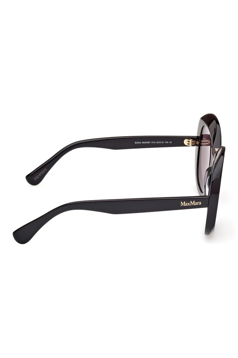 Edna 55mm Round Sunglasses, Alternate, color, SHINY BLACK / SMOKE