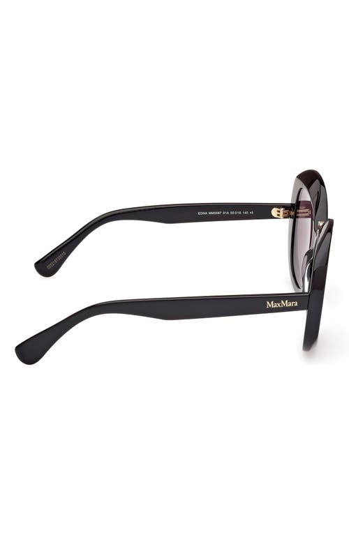 Max Mara Edna 55mm Round Sunglasses In Black