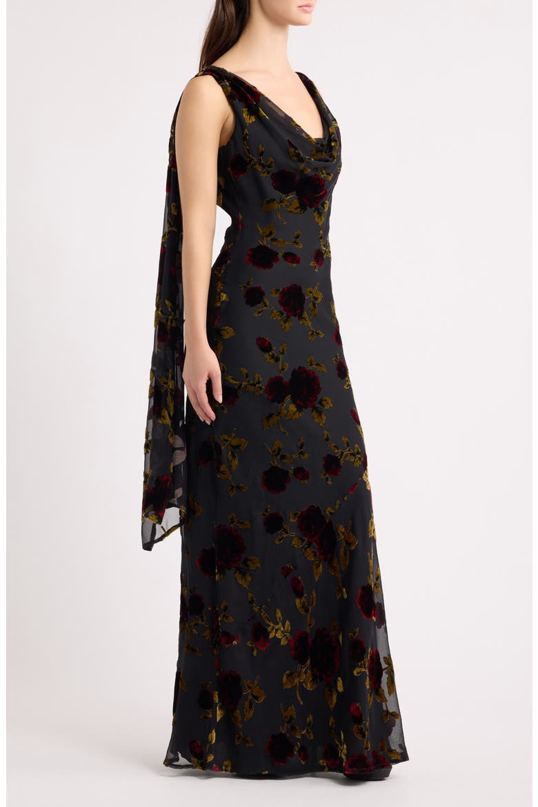 Archer Scarf Sleeveless Gown, Alternate, color, BLACK MULTI