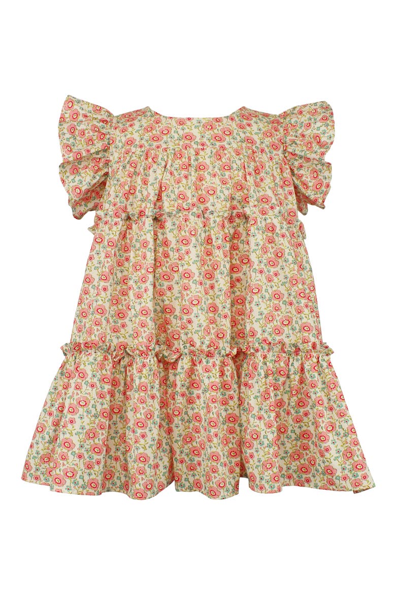 Floral Tiered Cotton Dress, Main, color, PINK/ WHITE