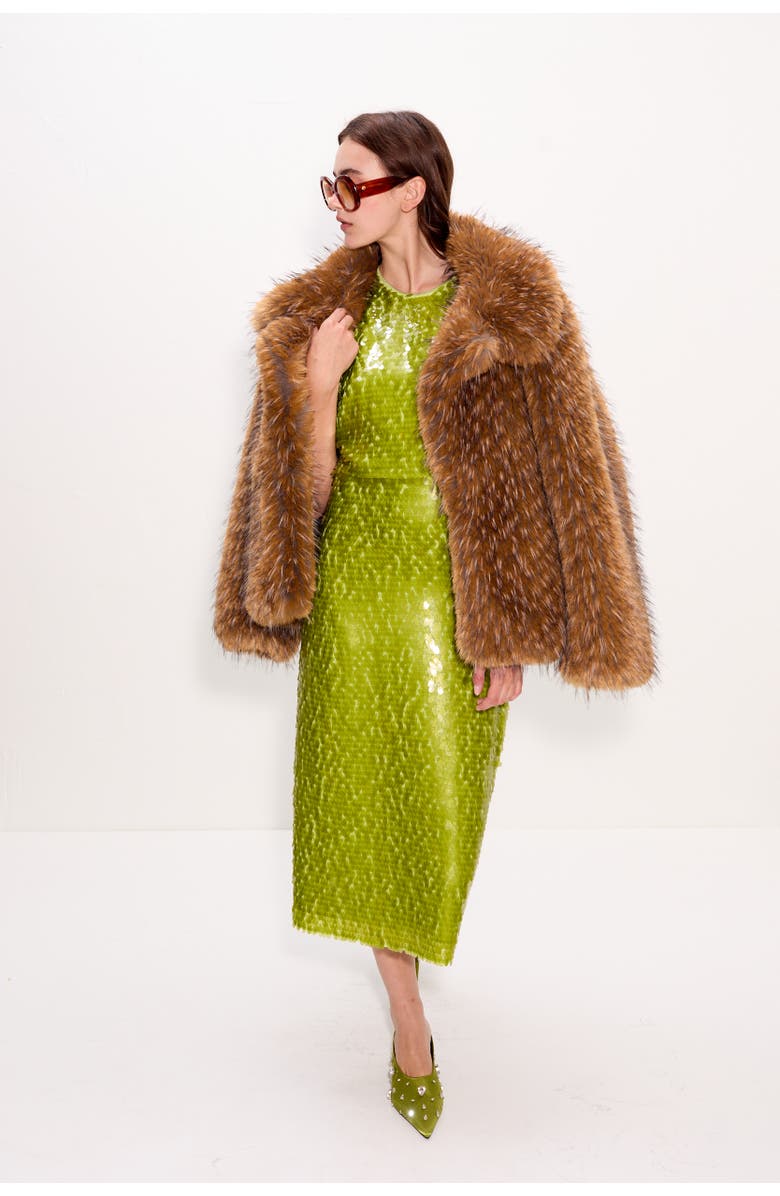SIMONMILLER Knox Faux Fur Coat, Alternate, color, Tawny