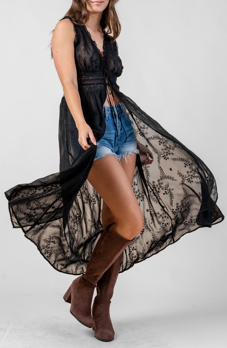 Beivy Embroidered Duster, Alternate, color, Black