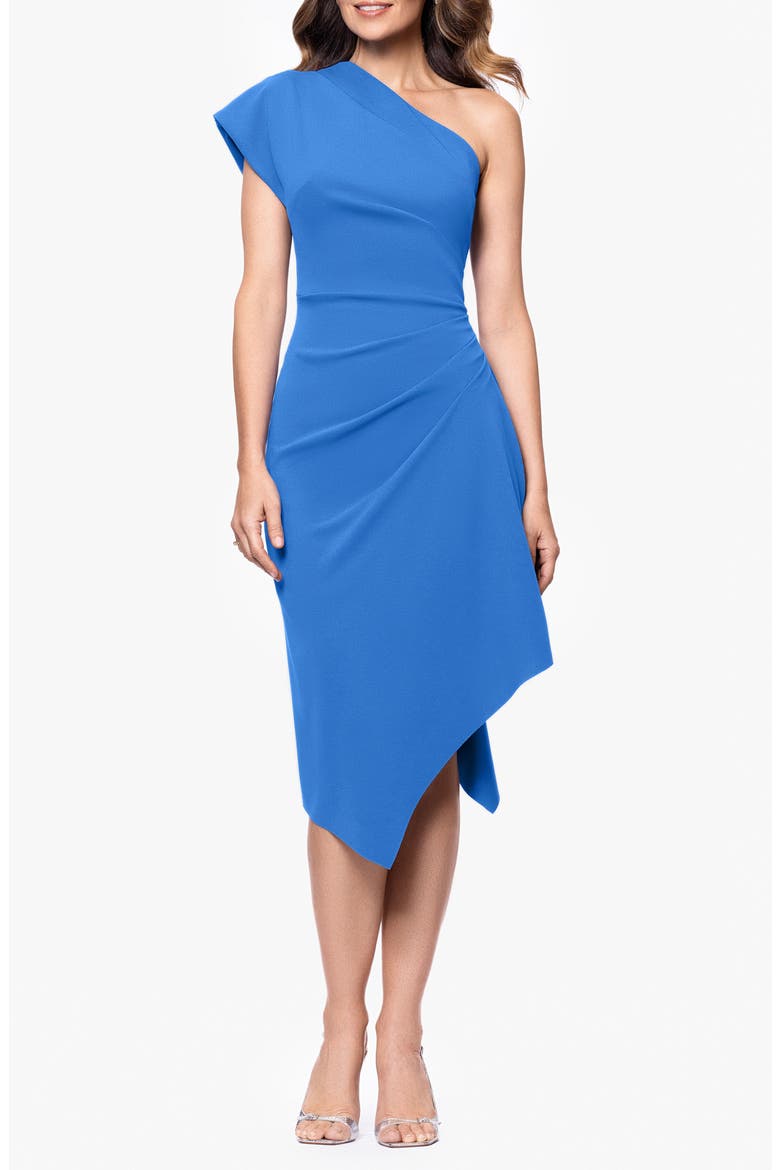 Asymmetric Scuba Knit Sheath Dress, Main, color, CORNFLOWER