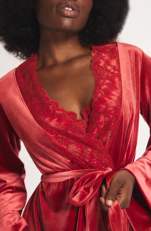 Savage X Fenty Plush Rush Short Velvet Robe In Red