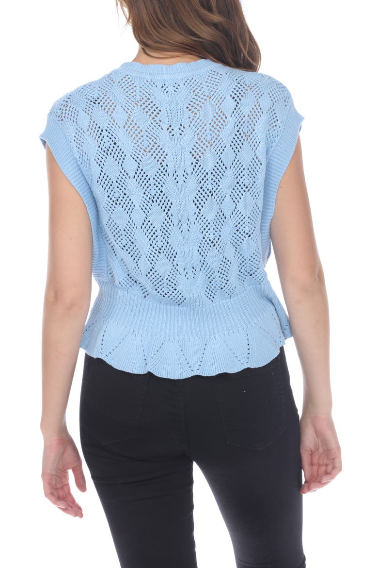 Pointelle Sleeveless Sweater, Alternate, color, BLUE