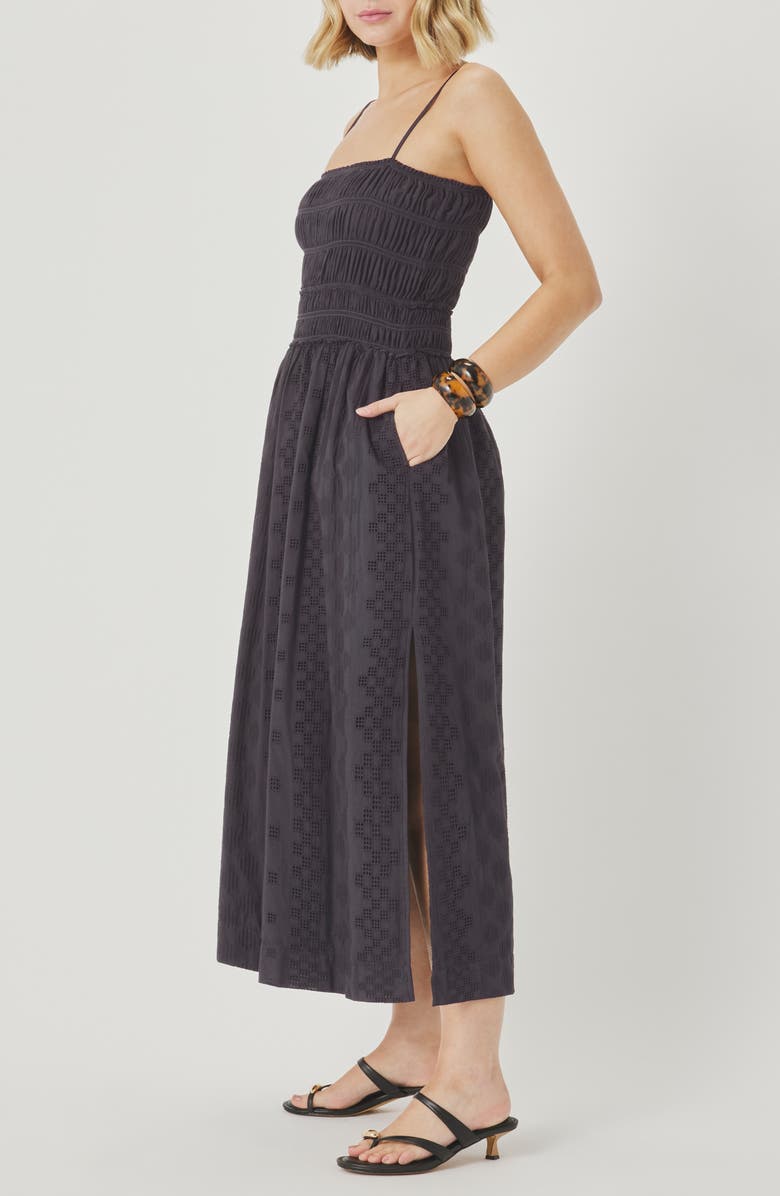 Splendid Kenzie Eyelet Sleeveless Maxi Dress, Alternate, color, Lead Grey
