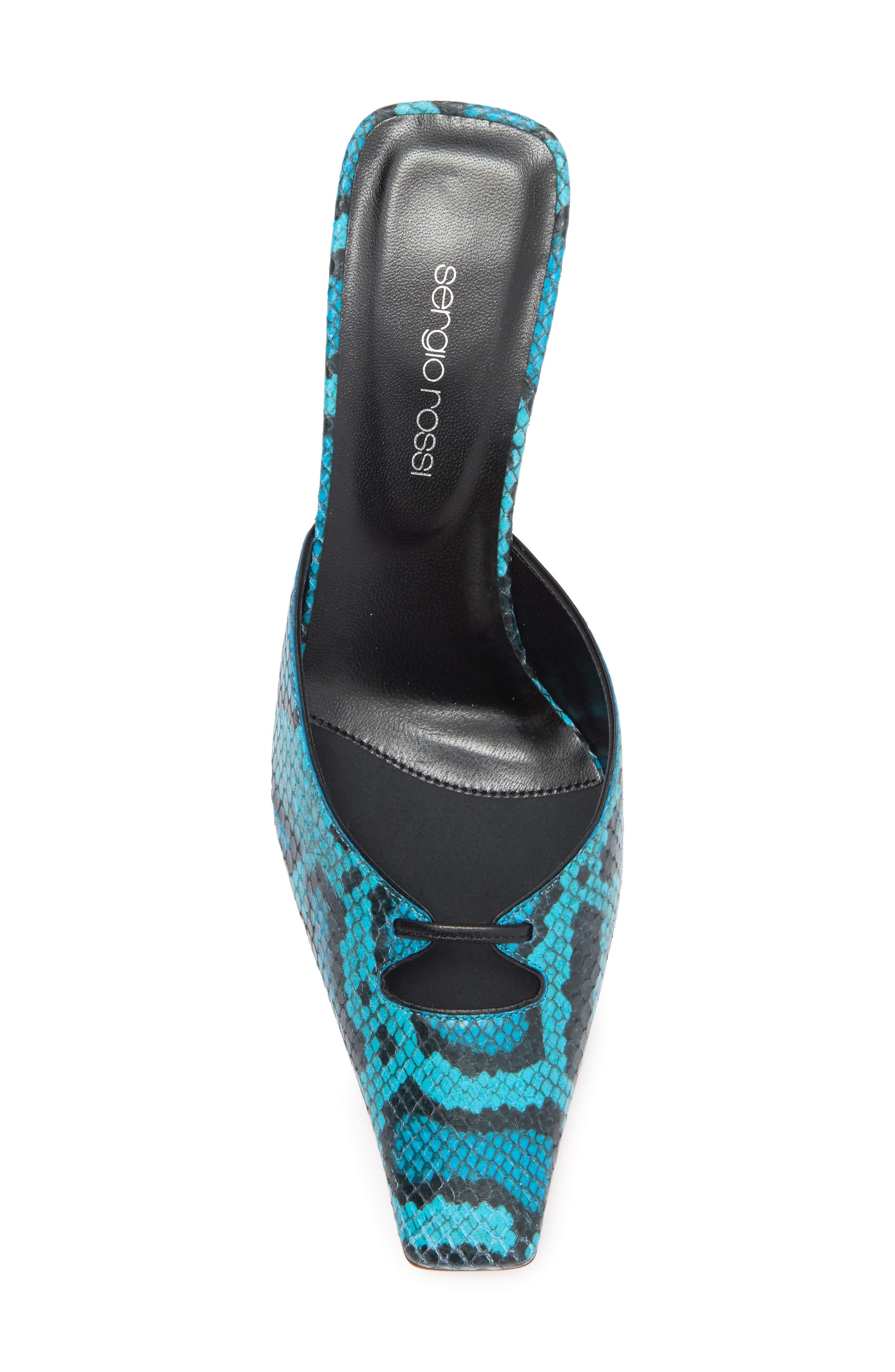 Sergio Rossi Snakeskin Embossed Leather Kitten Heel Mule, Alternate, color, 