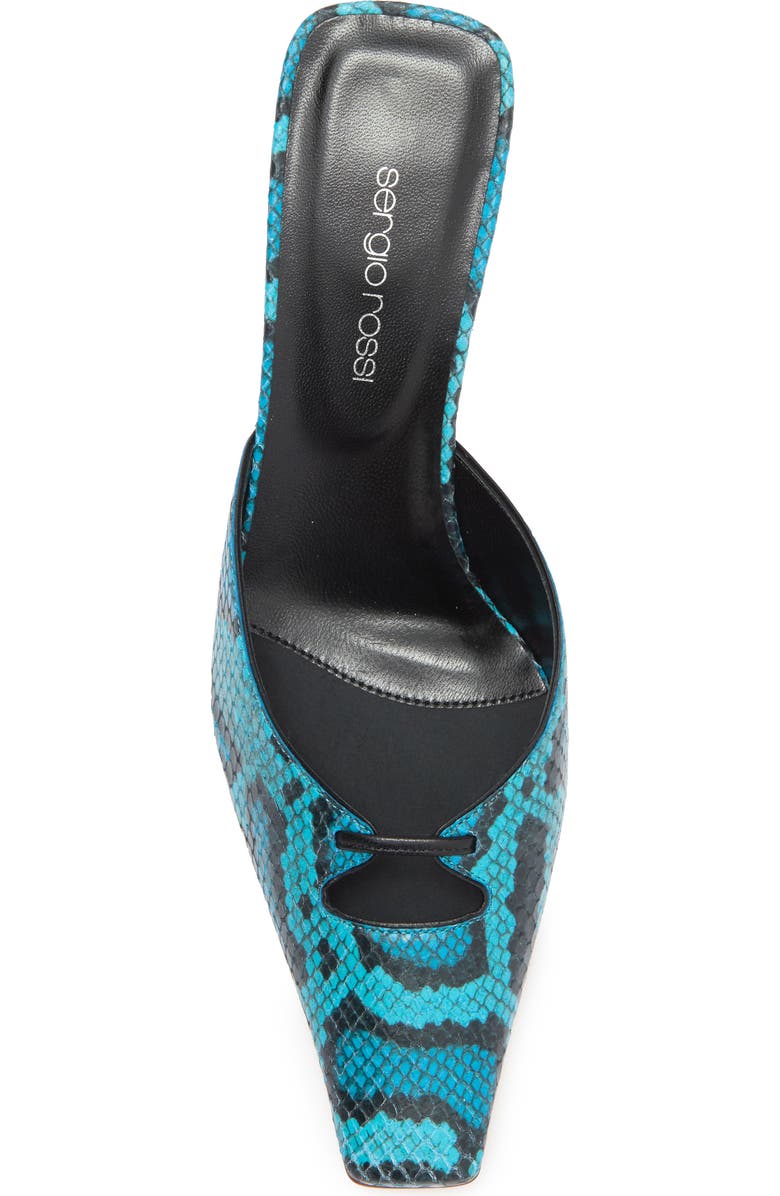Sergio Rossi Snakeskin Embossed Leather Kitten Heel Mule, Alternate, color,