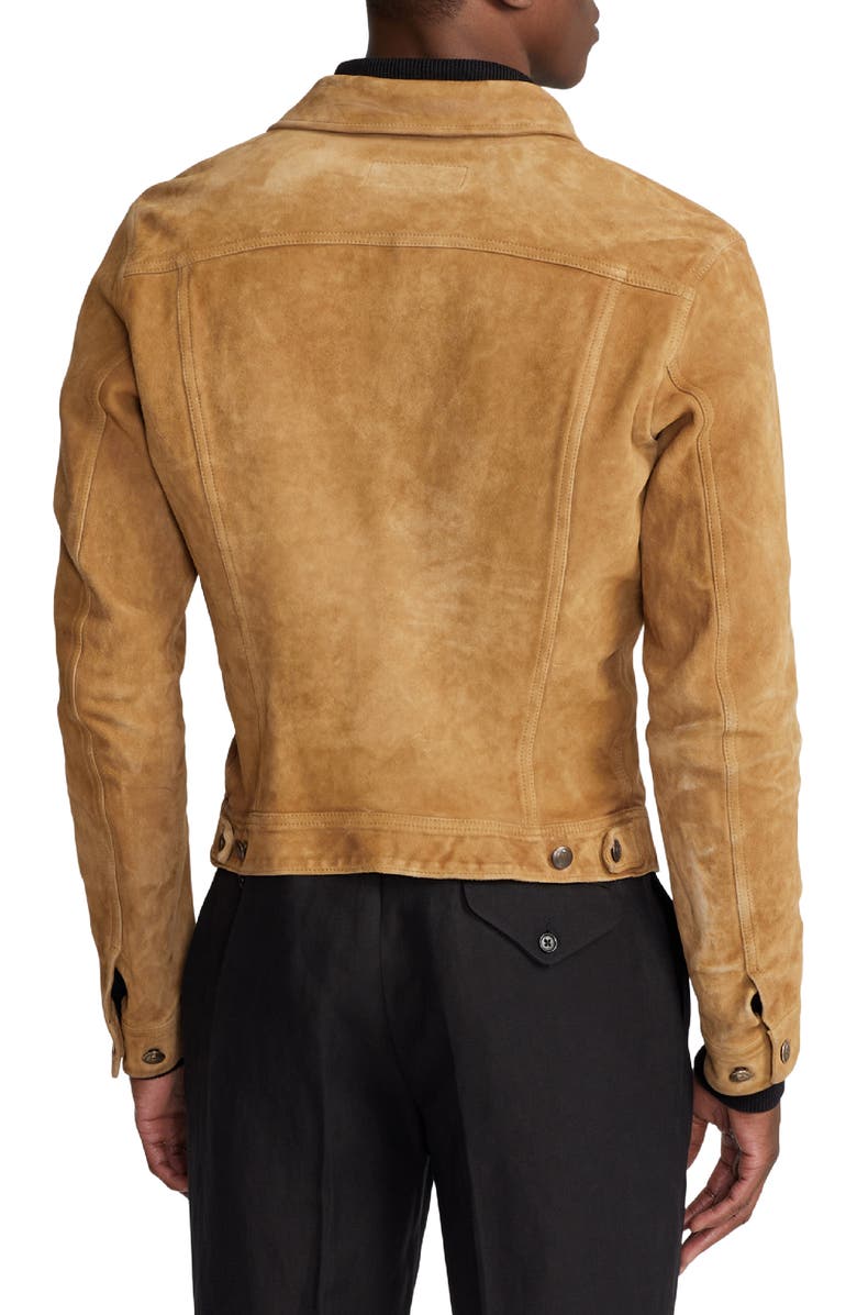 Ralph Lauren Purple Label Clifton Suede Trucker Jacket, Alternate, color, 