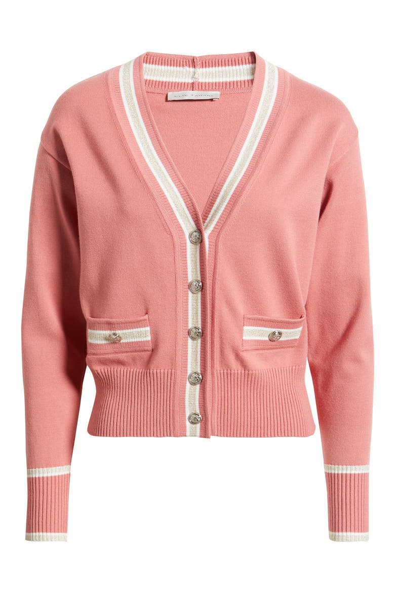 The Kiva Metallic Stripe Cardigan, Alternate, color, DRAGON FRUIT