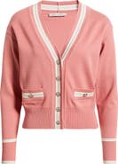 Elie Tahari The Kiva Metallic Stripe Cardigan
