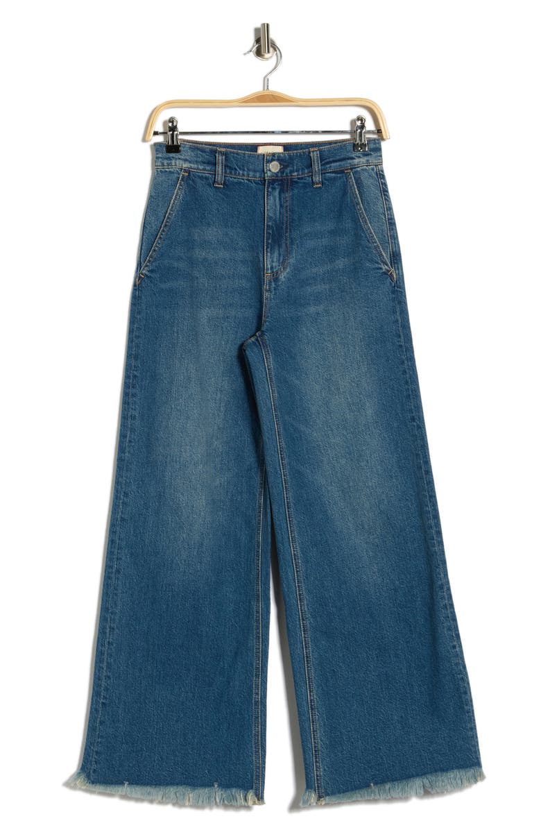 Alice + Olivia Emory High Waist Fray Hem Wide Leg Jeans, Alternate, color, Lola Blue