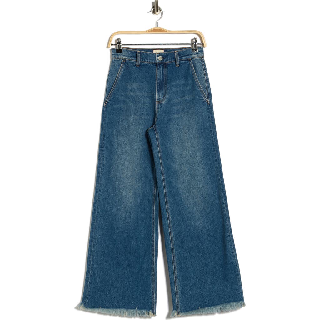 Alice And Olivia Alice + Olivia Emory High Waist Fray Hem Wide Leg Jeans In Blue